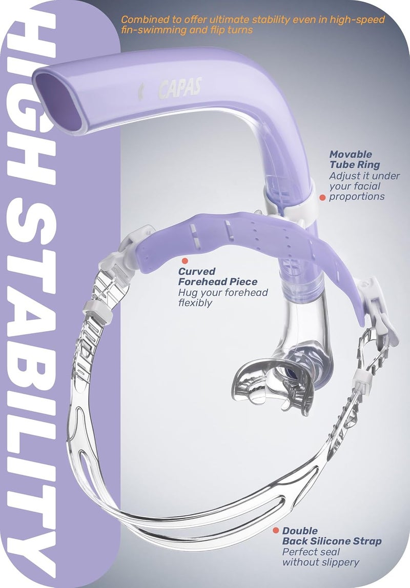 Capas Training Swim Snorkel for Lap Swimming, Swivel Headband Ultimate Fit Center-Mount Swimmers Snorkel with Liquid Silicone Mouthpiece Adjustable Strap, Designed for Adult Men Women - Image 4